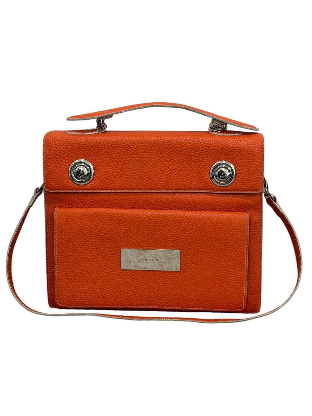 More & More Structured Leather Satchel Bag